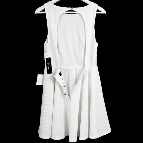 LULUS White Gal About Town Open Back Sleeveless Skater Dress - Size Medium - NWT - Picture 6 of 16